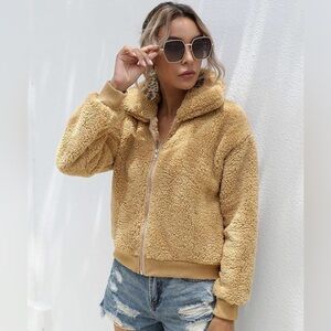 🤎 Faux Fur Teddy Cropped Jacket in Camel/Tan — Ultra Soft Sherpa Style 🤎